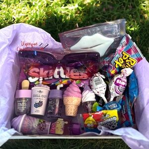 Huge Summer Fun Lip Gloss Candy Box Bundle and sunglasses